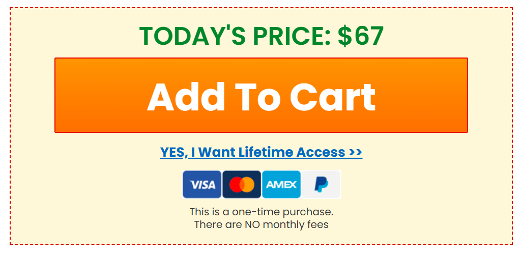 TedsWoodworking offer graphic showing today's price, Add To Cart button and accepted payment methods